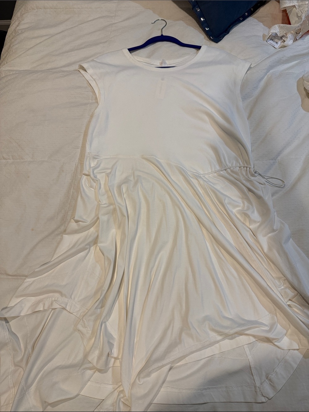 Anthropologie Women's Cream Drawstring Waist Swing Top